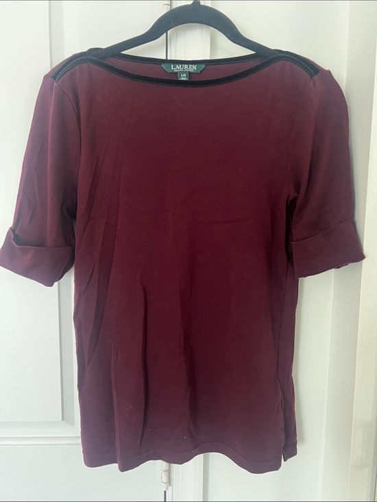 Lauren Ralph Lauren Tops - Lauren Ralph Lauren Wine Short Sleeve Boatneck Top